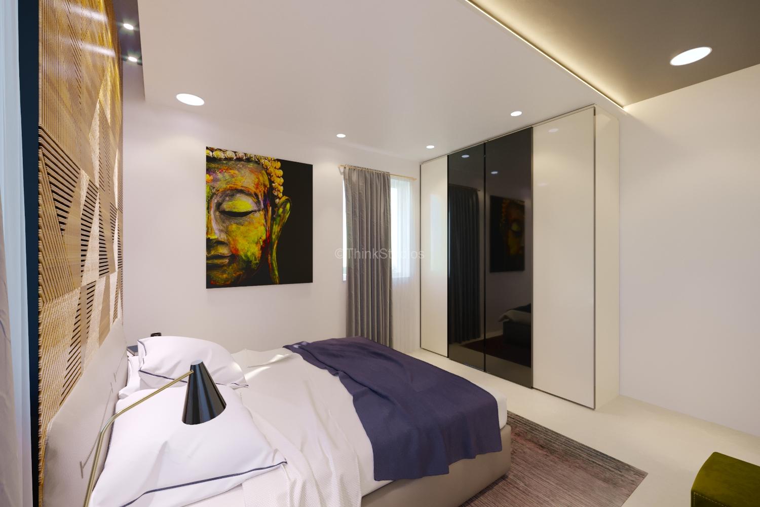 Residential Apartment Interiors_Mayfair Villa_ Hyderabad_Guest_Room_02 Customise interior furniture designing in Hyderabad - Residential Apartment Interiors_Mayfair Villa_ Hyderabad_Guest_Room_02