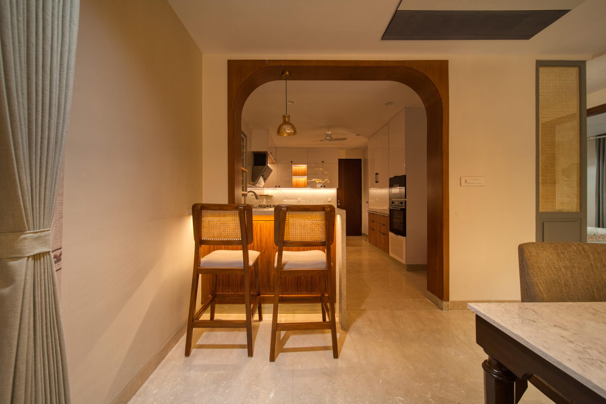 An Island near the kitchen for a quick bite