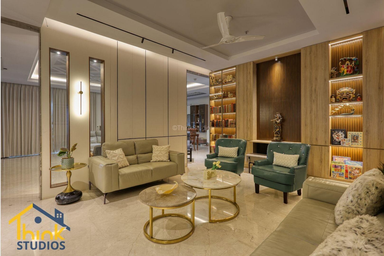 Luxury Drawing room with library at Aparna One
