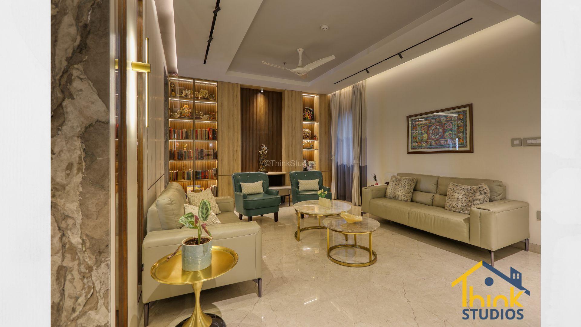 Luxury Drawing room with library at Aparna One